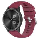 For Garmin Vivoactive3 20mm Cross Textured Solid Color Silicone Watch Band(Wine Red) - 1