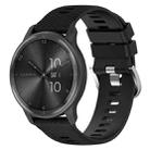 For Garmin Vivoactive3 Music 20mm Cross Textured Solid Color Silicone Watch Band(Black) - 1