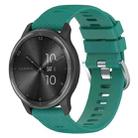 For Garmin Forerunner Sq2 Music 20mm Cross Textured Solid Color Silicone Watch Band(Pine Green) - 1