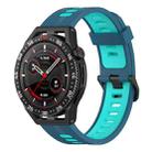 For Garmin Venu 2 22mm Vertical Two-Color Silicone Watch Band(Blue+Teal) - 1