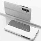 For Samsung Galaxy A54 5G Plated Mirror Horizontal Flip Leather Phone Case with Holder(Silver) - 1