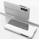 For Samsung Galaxy A24 4G Plated Mirror Horizontal Flip Leather Phone Case with Holder(Silver) - 1