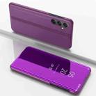 For Samsung Galaxy A24 4G Plated Mirror Horizontal Flip Leather Phone Case with Holder(Purple) - 1