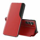 For Samsung Galaxy A34 5G Side Display Adsorption Leather Phone Case(Red) - 1