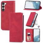 For Samsung Galaxy S23 5G Retro Skin Feel Magnetic Leather Phone Case(Red) - 1