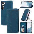 For Samsung Galaxy S23 Ultra 5G Retro Skin Feel Magnetic Leather Phone Case(Blue) - 1