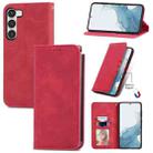 For Samsung Galaxy S23 Ultra 5G Retro Skin Feel Magnetic Leather Phone Case(Red) - 1