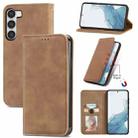 For Samsung Galaxy S23 Ultra 5G Retro Skin Feel Magnetic Leather Phone Case(Brown) - 1