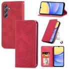 For Samsung Galaxy A15 Retro Skin Feel Magnetic Leather Phone Case(Red) - 1