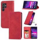 For Samsung Galaxy S24 Ultra 5G Retro Skin Feel Magnetic Leather Phone Case(Red) - 1