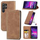 For Samsung Galaxy S24 Ultra 5G Retro Skin Feel Magnetic Leather Phone Case(Brown) - 1