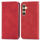 For Samsung Galaxy S25 5G Retro Skin Feel Magnetic Leather Phone Case(Red) - 2