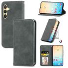 For Samsung Galaxy S25+ 5G Retro Skin Feel Magnetic Leather Phone Case(Gray) - 1