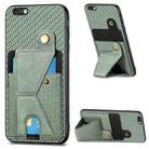 For iPhone 6 / 6s Carbon Fiber Wallet Flip Card K-shaped Holder Phone Case(Green) - 1