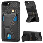 For iPhone 7 Plus / 8 Plus Carbon Fiber Wallet Flip Card K-shaped Holder Phone Case(Black) - 1