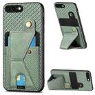 For iPhone 7 Plus / 8 Plus Carbon Fiber Wallet Flip Card K-shaped Holder Phone Case(Green) - 1