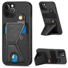 For iPhone 12 Pro Carbon Fiber Wallet Flip Card K-shaped Holder Phone Case(Black) - 1