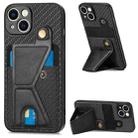 For iPhone 14 Plus Carbon Fiber Wallet Flip Card K-shaped Holder Phone Case(Black) - 1