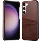 For Samsung Galaxy S23 5G teni Calf Texture Back Cover Phone Case with Card Slots(Brown) - 1