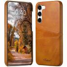 For Samsung Galaxy S24 5G teni Calf Texture Back Cover Phone Case with Card Slots(Khaki) - 1