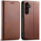 For Samsung Galaxy S23 FE 5G Suteni Calf Texture Horizontal Flip Leather Phone Case(Brown) - 1