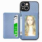 For iPhone 14 Plus Carbon Fiber Magnetic Card Bag Phone Case(Blue) - 1