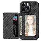 For iPhone 14 Pro Carbon Fiber Magnetic Card Bag Phone Case(Black) - 1
