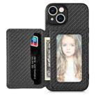 For iPhone 13 Carbon Fiber Magnetic Card Bag Phone Case(Black) - 1