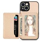 For iPhone 13 Carbon Fiber Magnetic Card Bag Phone Case(Khaki) - 1