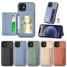 For iPhone 12 mini Carbon Fiber Magnetic Card Bag Phone Case(Blue) - 4