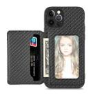 For iPhone 12 Pro Carbon Fiber Magnetic Card Bag Phone Case(Black) - 1
