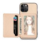 For iPhone 12 Pro Max Carbon Fiber Magnetic Card Bag Phone Case(Khaki) - 1