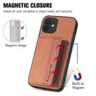 For iPhone 11 Carbon Fiber Magnetic Card Bag Phone Case(Brown) - 3