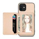 For iPhone 11 Carbon Fiber Magnetic Card Bag Phone Case(Khaki) - 1