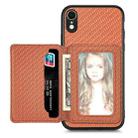 For iPhone XR Carbon Fiber Magnetic Card Bag Phone Case(Brown) - 1