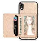 For iPhone XR Carbon Fiber Magnetic Card Bag Phone Case(Khaki) - 1