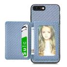 For iPhone SE 2022 / 2020 / 7 / 8 Carbon Fiber Magnetic Card Bag Phone Case(Blue) - 1