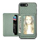 For iPhone SE 2022 / 2020 / 7 / 8 Carbon Fiber Magnetic Card Bag Phone Case(Green) - 1