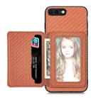 For iPhone 7 Plus / 8 Plus Carbon Fiber Magnetic Card Bag Phone Case(Brown) - 1