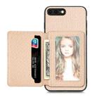 For iPhone 7 Plus / 8 Plus Carbon Fiber Magnetic Card Bag Phone Case(Khaki) - 1