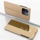 For Xiaomi Redmi 12C Plated Mirror Horizontal Flip Leather Case with Holder(Gold) - 1