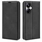 For Realme 10 Pro+ Retro-skin Magnetic Suction Leather Phone Case(Black) - 1