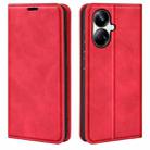 For Realme 10 Pro+ Retro-skin Magnetic Suction Leather Phone Case(Red) - 1