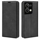 For OPPO Reno9 Pro+ Retro-skin Magnetic Suction Leather Phone Case(Black) - 1