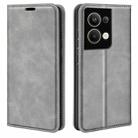 For OPPO Reno9 Pro+ Retro-skin Magnetic Suction Leather Phone Case(Grey) - 1