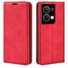 For OPPO Reno9 Pro+ Retro-skin Magnetic Suction Leather Phone Case(Red) - 1