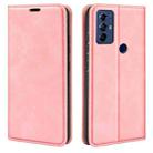 For Motorola Moto G Play 2023 Retro-skin Magnetic Suction Leather Phone Case(Pink) - 1