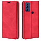 For Motorola Moto G Play 2023 Retro-skin Magnetic Suction Leather Phone Case(Red) - 1