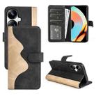 For Realme 10 Pro+ Stitching Horizontal Flip Leather Phone Case(Black) - 1