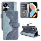 For Realme 10 Pro+ Stitching Horizontal Flip Leather Phone Case(Blue) - 1